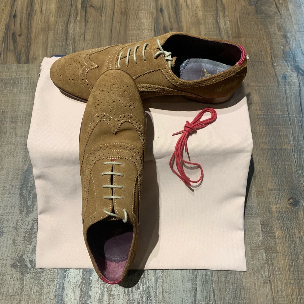Ted Baker Suede Brown Oxford Dress Wingtip Shoes